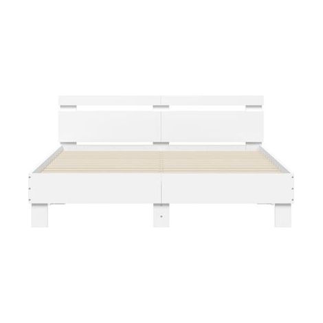 Cadre de lit blanc sans matelas, 140 × 200 cm, meuble de chambre, design contemporain, montage facile (1/5)