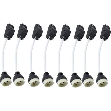 Lot de 10 douilles en céramique GU10 avec connecteur de câble 2 A 250 V GU10 douille adaptateur de base avec câble isolé pour lampe LED GU10 CFLS ampoule halogène encastré Downlight (1/5)