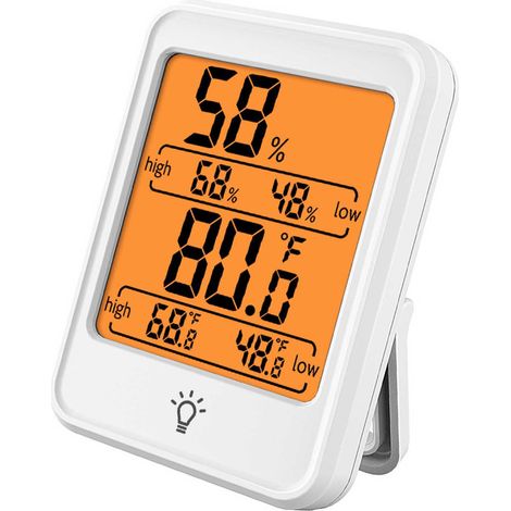 Elektronisches Thermometer-Hygrometer, weißes ABS-Gehäuse, digital, hohe Präzision, großes, übersichtliches Display, 80 x 59 x 23 mm, kompakt, tragbar für Zuhause oder Büro (1/5)