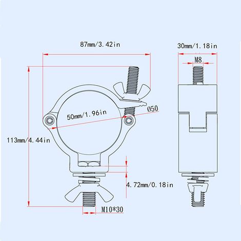 Morsetti di sospensione in alluminio da 2 pezzi, clip a sgancio rapido, ganci in lega di alluminio per luci da palco a LED, traliccio per luci par DJ, 48-51 mm, carico massimo 100 kg (1/4)