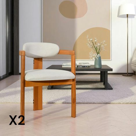 Chaise design écrue - dossier minimaliste (lot de 2) BOMA (1/5)