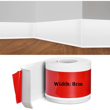 Plinthe Souple Autoadhésive, Plinthe Adhesive en PVC, 5M Blanc Plinthe Cuisine, 8cm de Large, Bande Décorative Flexible, Plinthe Autoadhésive pour Cuisines, Salles de Bains et Salons (1/5)
