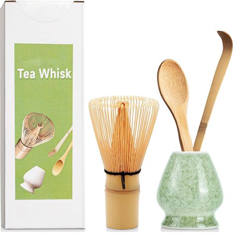 4 Pièces Ensemble Matcha, Fouet Bambou, Cuillère Traditionnelle, Support, pour Maison et Bureau (1/5)