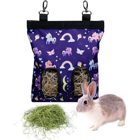 1 Sac Distributeur de Foin, Tissu Oxford 600D, 2 Fenêtres,  , Crochets, pour Lapin Cochon d'Inde Hamster (1/5)