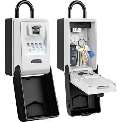 Outdoor Safe Key Box with Backlight, Waterproof Key Box with 4 Digit Code, Large Durable Key Box, Key Box with Padlock for Home, Factory, G MUMU (1/4)
