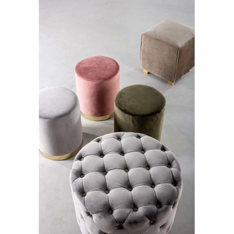 Pouf "Lucilla" in velluto anticato h 40 cm arredamento per salotto moderno -Rosa (1/5)