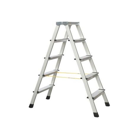 Stufenstehleiter 2x5 Stufen Alu.elox.Gesamt-H.1360mm Stufen genietet ZARGES (1/5)