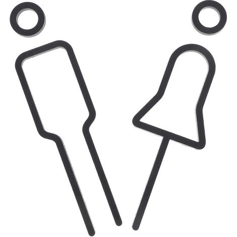 ensembles de signalétique de salle de bain ludiques et modernes, adaptés aux espaces commerciaux, en acrylique avec une finition noire imperméable. (1/5)