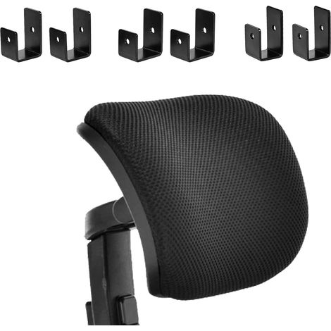 Adjustable black mesh office chair headrest - universal ergonomic pillow attachment for office,  computer and swivel chairs (1/5)