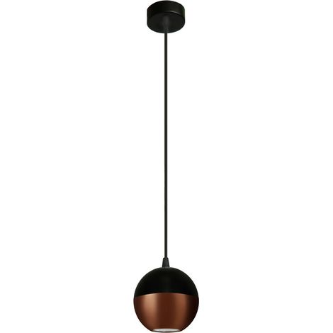 Helam MIDWAY Dome Suspension Plafonnier Noir, Cuivre 12cm