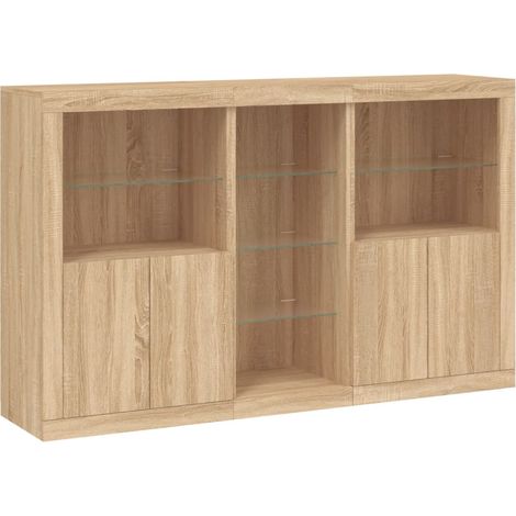 Credenza buffet cassettiera mobile contenitore organizer cucina soggiorno soggiorno con luci a LED sonoma 162 x 37 x 100 cm marrone 020029940