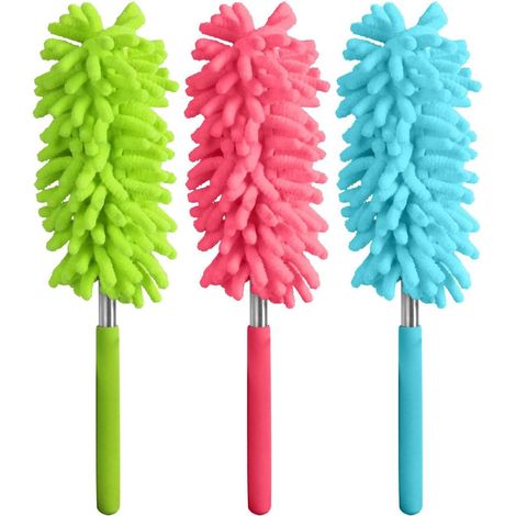 Telescopic duster for dusting, microfiber duster, 27 to 76 cm