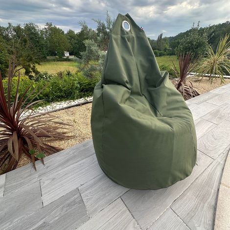 Pouf poire à microbille Kaki 80 cm