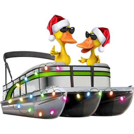 Lustige Pontonschiff-Weihnachtsdekoration aus Eisen – Geschenkidee für Pontonboot-Fans (SV) (1/5)