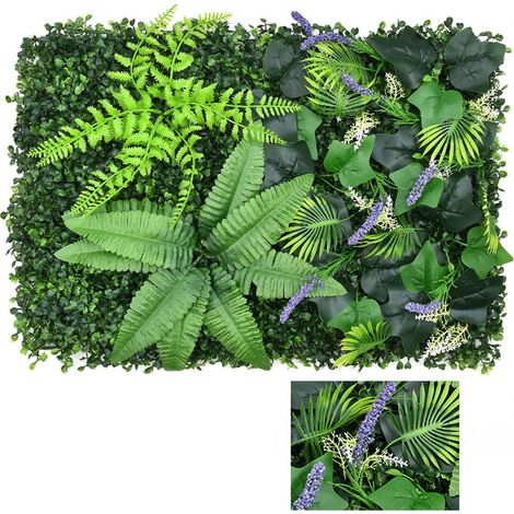Mur Végétal Artificiel - Haie de Buis Synthétique en PE - Décoration Murale Intérieure et Extérieure - 40 x 60 cm (1/4)