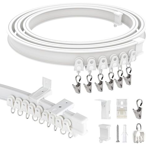 3 mètres Rail de Rideau Flexible pour Plafond et Mur, Blanc (1/5)