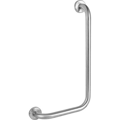 Corrimano angolare di sicurezza 35x65 cm con montante a destra in acciaio cromo