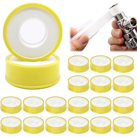 Lot de 20 rouleaux de ruban d'étanchéité PTFE - En téflon - Pour filetage PTFE - 12 mm x 0,1 mm x 12 m