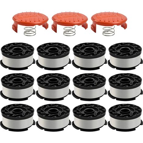 Filo di precisione per rifinitura per tagliabordi/bordatrici Black and Decker, compatibile con AF-100, BLACK+DECKER AF-100-3ZP, 12 bobine, 3 cappucci, 3 molle. (1/5)