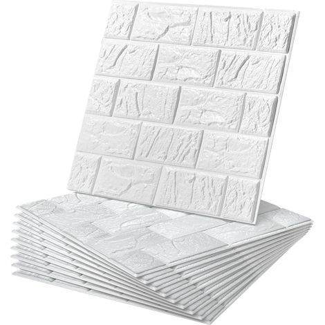 Panneaux Muraux 3D Autocollants 30×30 cm – Carreaux Muraux PVC avec Film Aluminium, Imperméables et Amovibles, Décoration Murale pour Cuisine, Salle de Bain et Salon, Blanc – Lot de 30 (1/5)