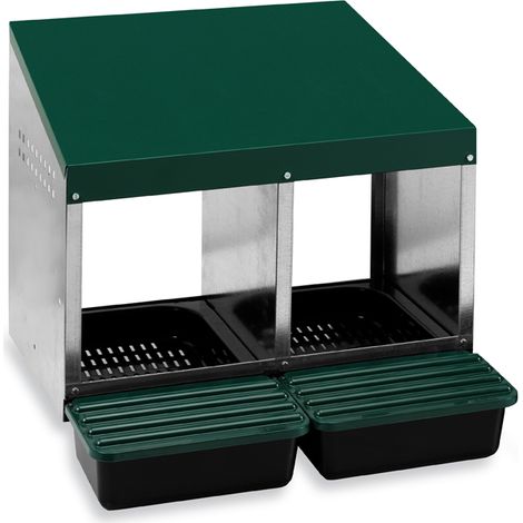 Poulailler Direct – Pondoir poule 2 nichoirs – Fond plastique pour ramassage des œufs – Accessoire poulailler durable – Pour professionnels et semi-professionnels (1/8)