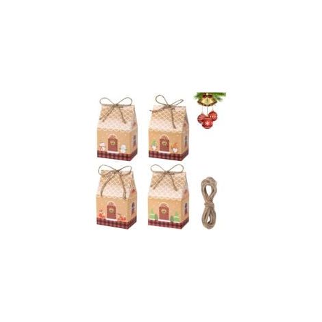 24 Pcs Boite Cadeau Noel,Boite de Chocolat Noël avec 10 m Corde Chanvre, Decoration Fete Noel Boite Gateau Noel pour Emballage Cadeau Noel, Bonbon Noel, Bonbons, Biscuits, Jouets, Cupcakes (1/5)