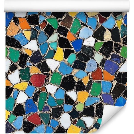 Papier peint mosaïque coloré bleu et graphite pour salon et chambre 50x1000 cm (1/5)