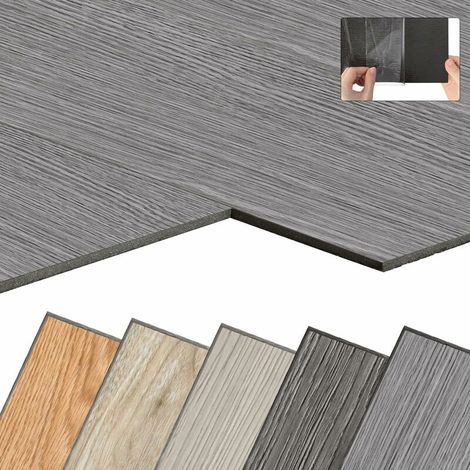 PVC Bodenbelag Vinylboden Selbstklebend mit Holz-Optik, Vinyl Klebefliesen Bodenfliesen Selbstklebend, PVC Boden Rutschfest Wasserfest Schwer Entflammbar, 18 Stück 2,51m² Eiche Gewaschen