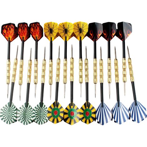 18 pcs Acier Pointe Fléchettes Avec Agréable Vols noir