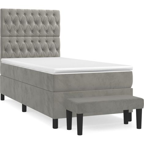 Maison Exclusive - Giroletto a Molle con Materasso Grigio Chiaro 80x200 cm Velluto
