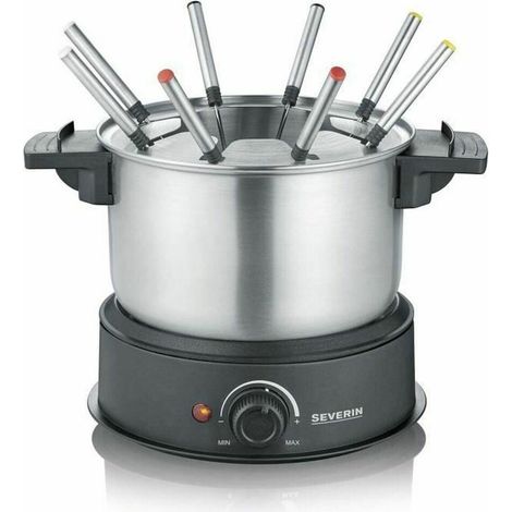 Severin FO2473 Elektrische Fondue Edelstahl und Schwarz 1,4L