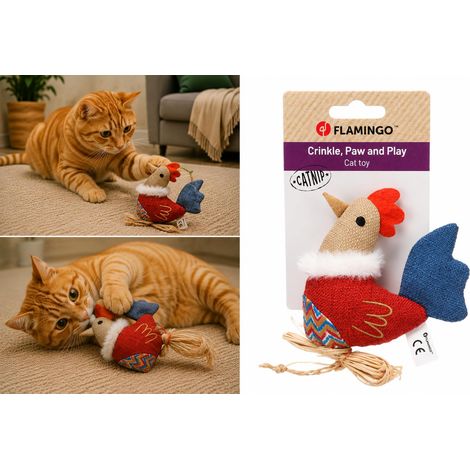 Jouet pour Chat - Flamingo Poulet Multicolore avec Bruit Craquant et Catnip 10,5cm (1/3)