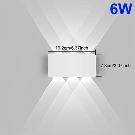 Applique murale LED extérieure (6W-6500K) étanche IP65, éclairage vers le haut et vers le bas, style moderne, pour allée, jardin, cour, chambre, salon et décoration. (1/5)