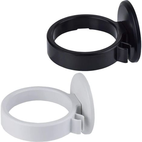 Soporte para secador de pelo, plástico, 2 soportes para secador de pelo, montaje en pared, no requiere perforación, negro, blanco