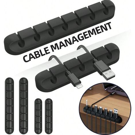 4 pièces, organiseur de câbles antidérapant portable, adapté pour ranger et stocker les câbles de charge, fixer les câbles de données dans le bureau, l'intérieur de la voiture et la maison (1/4)