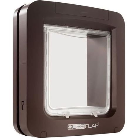 Chatière électronique à puce – Marron – 178 mm x 170 mm – Mémorisation jusqu'à 32 puces – Compatible avec toutes les puces courantes – Sureflap (1/2)