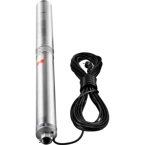 Pompe immergée pour forage, 1100W 230V 50Hz, débit max 7,1 m³/h, hauteur max 105 m, câble 19,4 m, acier inoxydable, usage industriel et domestique, étanche IP68. (1/5)