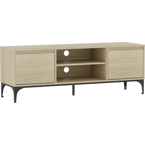 Meuble TV support télévision salon étagère 140 x 40 x 50 cm effet chêne clair
