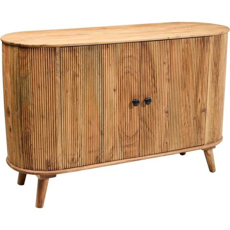 Credenza ovale in legno di acacia stile scandinavo 118x40x75 Caribe (1/4)