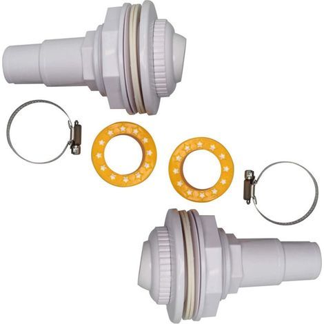 Gegenstrom-Spüldüsen-Sets – Komplett mit Anschlüssen, Kugelgelenk, Klemmen, Unterlegscheiben und PTFE-Gewindeband – Für FibroPool und Aufstellpools (1/4)