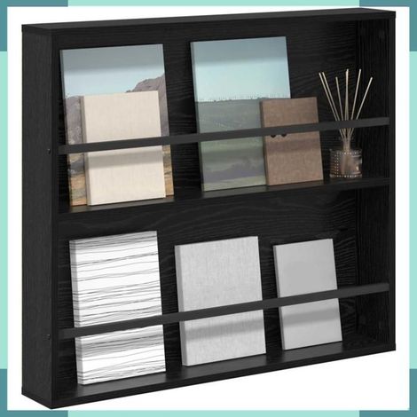 890840 étagère à magazines avec étagère Chêne noir 80 x 12 x 70 cm (1/5)