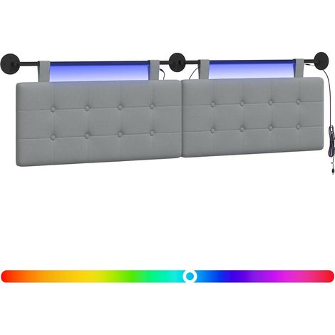 Maison Exclusive - Hängendes Kopfteil Mit LED Licht Hellgrau Stof (1/5)