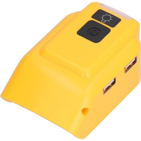 Adaptateur chargeur de batterie avec lampe de travail LED pour batterie 14 V-22 V, charge USB, sortie CC 12 V (DCB090, sans orifice 12 V CC).