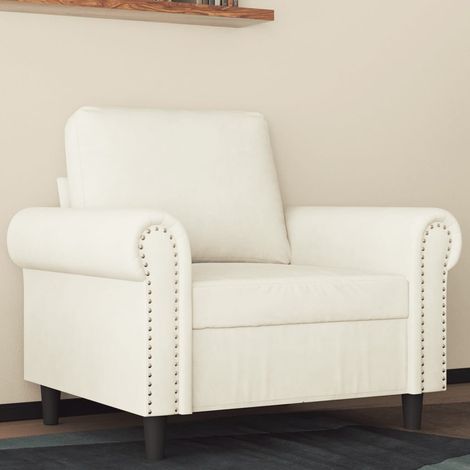 Sillón de terciopelo color crema 60 cm vidaXL (1/5)