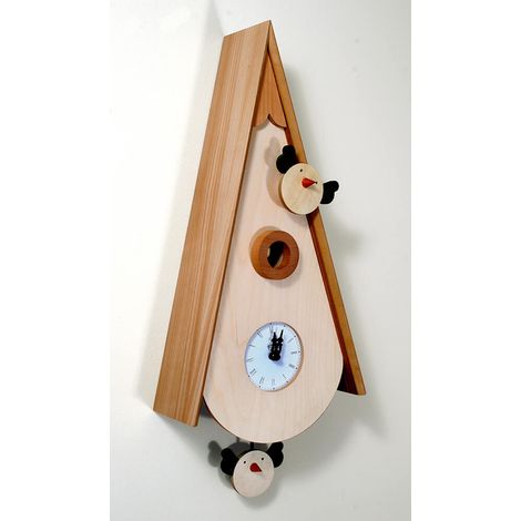 Orologio a Cucù da Parete 26X54X14Cm Pirondini Italia Uccellini Faggio e Betulla (1/2)