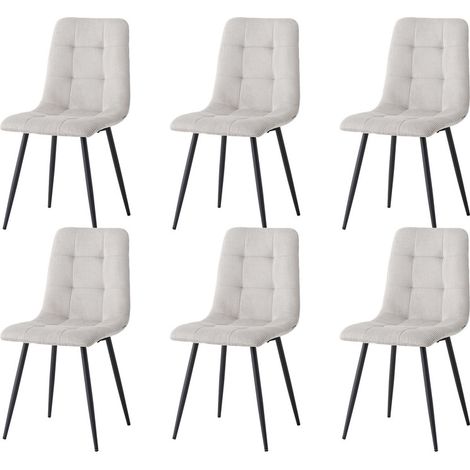 Wokaka Lote de 6 sillas - Silla de comedor - Silla de terciopelo acanalado - Estilo vintage - Gris