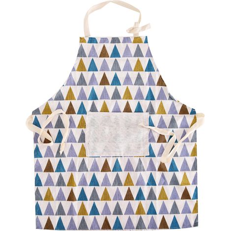 Tablier De Cuisine En Coton Et Lin - Résistant Aux Taches D'Huile Avec Poche Avant - Design Triangle Coloré - Pour Adultes (1/2)