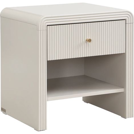 Comodino con 1 cassetto e 1 nicchia MDF Beige e dorato - MIRENALO (1/5)