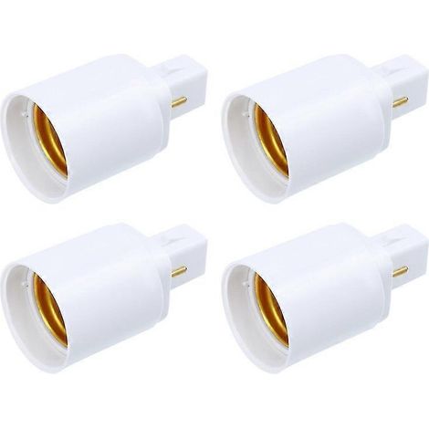 Lot de 4 adaptateurs professionnels G24D vers E27 à 2 broches pour ampoule, 6,2 x 3,5 cm, blanc (1/2)