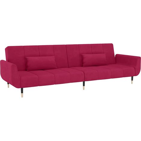 Maison Exclusive - Canapé-lit à 2 places et deux oreillers Rouge bordeaux Velours (1/5)